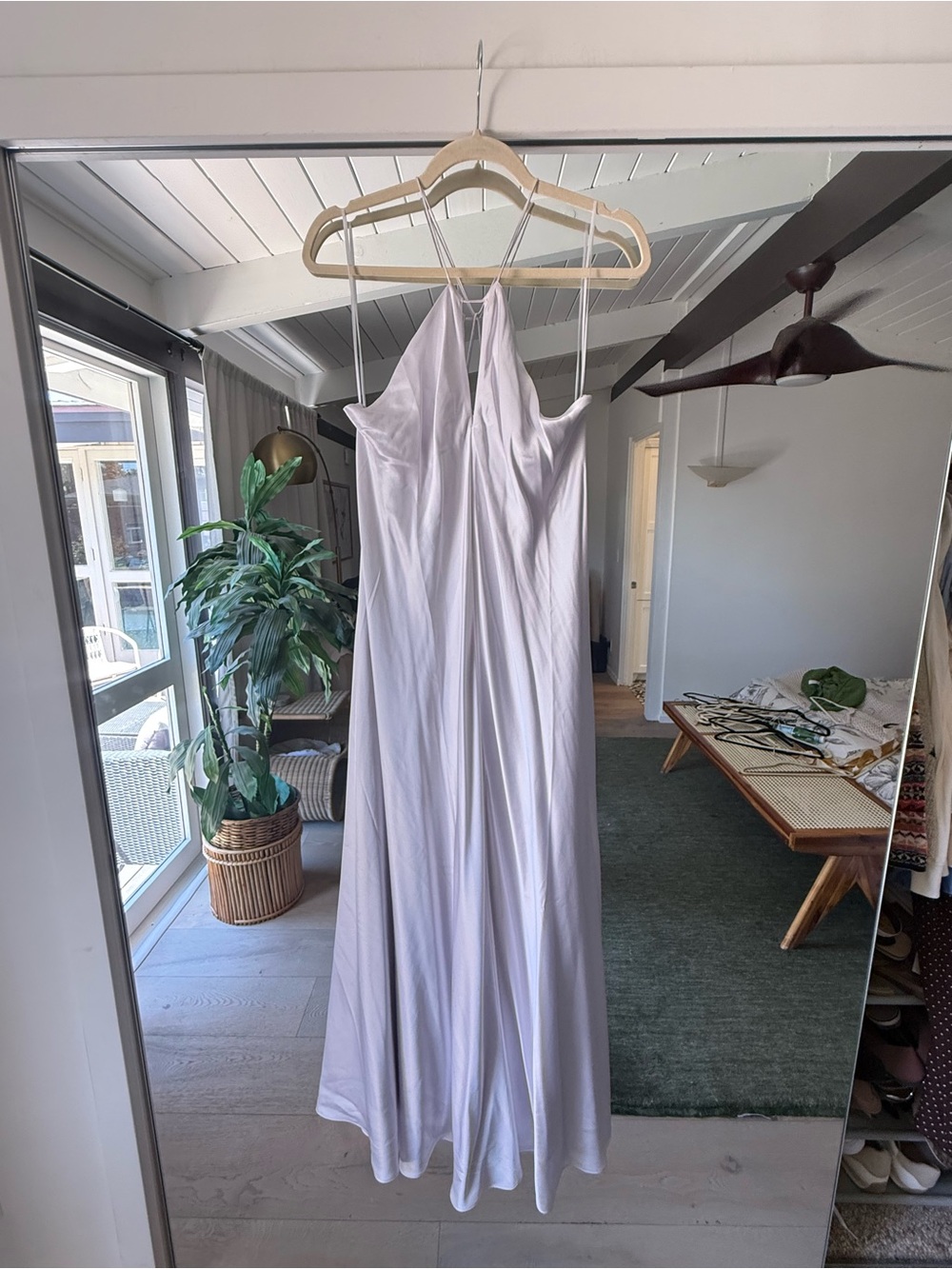 Banana Republic Pale Lavender Satin Halter Maxi Dress